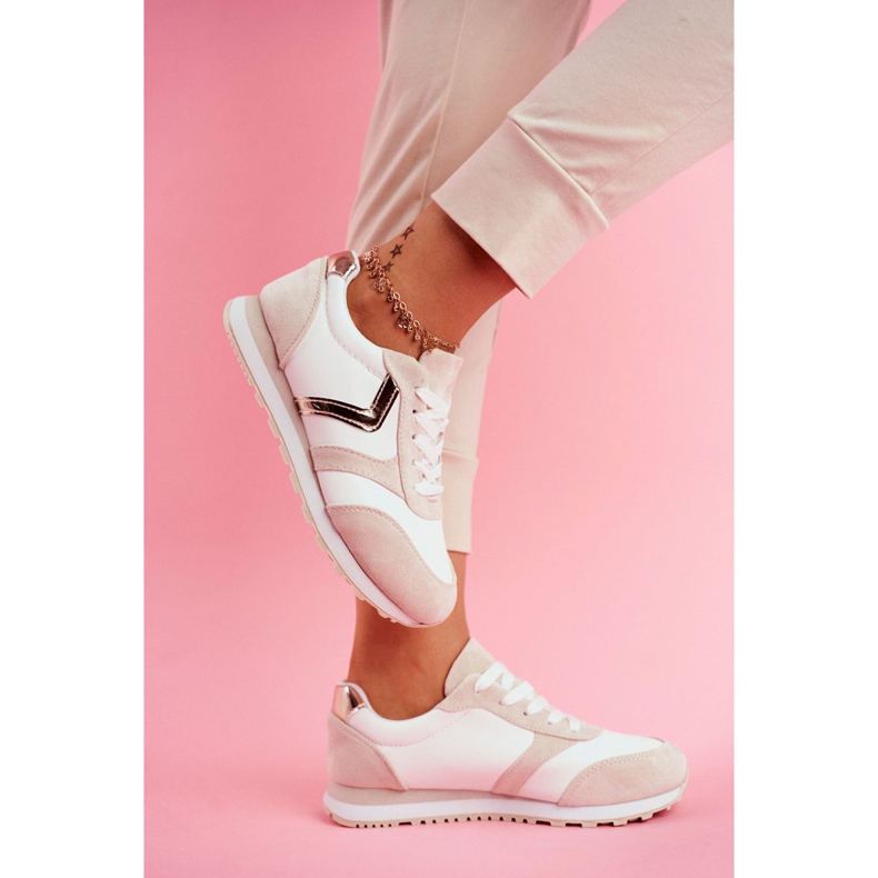 Roleta branca e bege de tênis feminino branco castanho 2