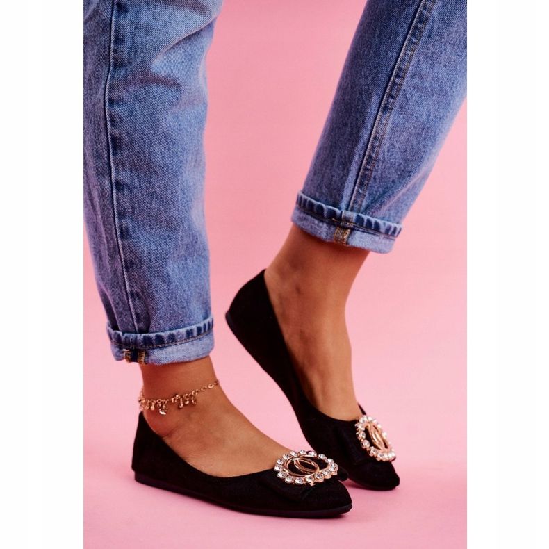 SEA Bailarinas negras de camurça ecológica feminina Montreal preto 1