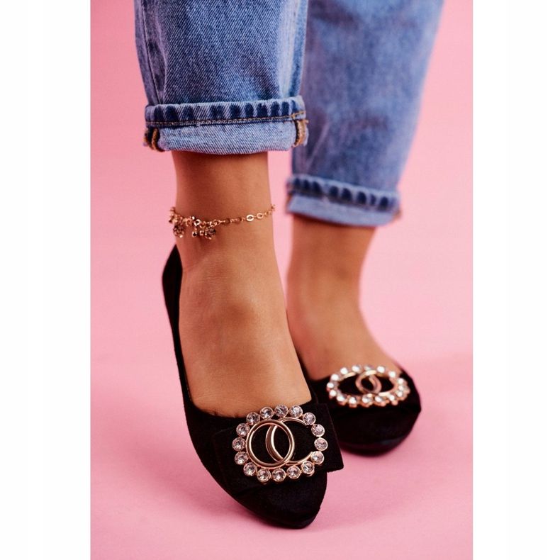 SEA Bailarinas negras de camurça ecológica feminina Montreal preto 2