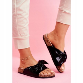 EVE Chinelos femininos com um laço grande Black Lovely Time preto 1