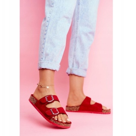 EVE Chinelos femininos em cortiça com fechos Red Si Senor vermelho 1 EVE Chinelos femininos em cortiça com fechos Red Si Senor vermelho 1