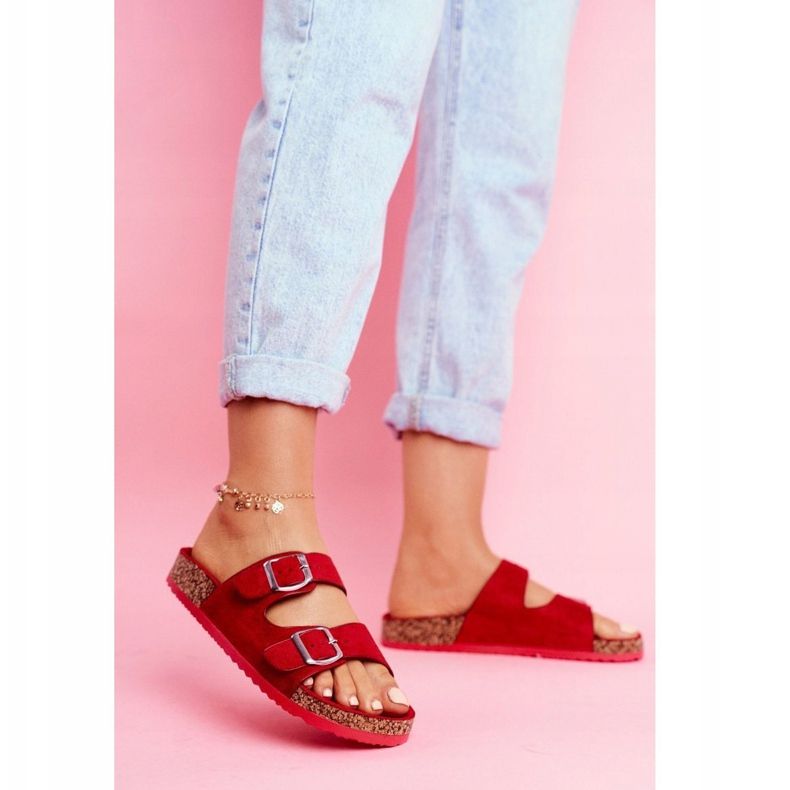 EVE Chinelos femininos em cortiça com fechos Red Si Senor vermelho 1 EVE Chinelos femininos em cortiça com fechos Red Si Senor vermelho 1