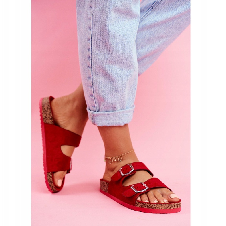 EVE Chinelos femininos em cortiça com fechos Red Si Senor vermelho 2 EVE Chinelos femininos em cortiça com fechos Red Si Senor vermelho 2