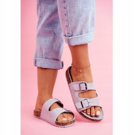 EVE Chinelos femininos em cortiça com fivelas cinza Si Senor 1