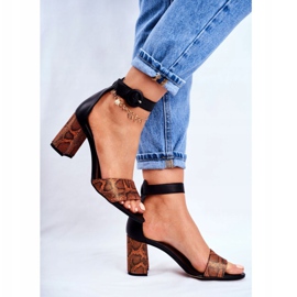 Sandálias femininas Maciejka Couro Laranja Réptil 04235-18 / 00-5 castanho preto 1