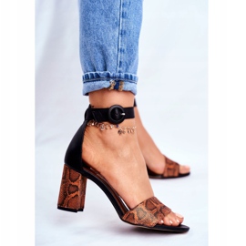 Sandálias femininas Maciejka Couro Laranja Réptil 04235-18 / 00-5 castanho preto 2