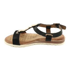 Sandálias pretas elegantes para mulheres Evento 20SD14 2067 preto amarelo 2