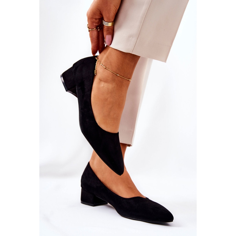 SEA Bombas clássicas femininas camurça preta Rheya preto 2