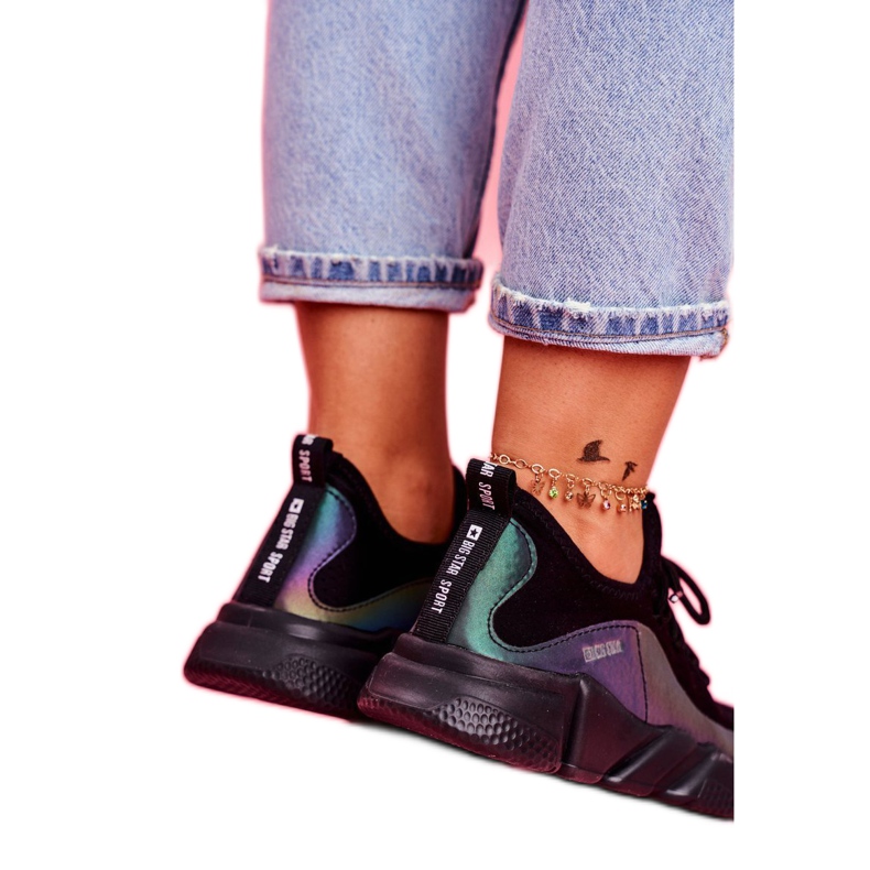 Sapatas esportivas femininas Big Star pretas FF274A053 preto multicolorido 4