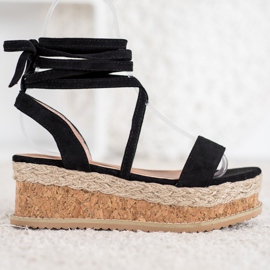 Seastar Sandálias de camurça amarrada preto 2