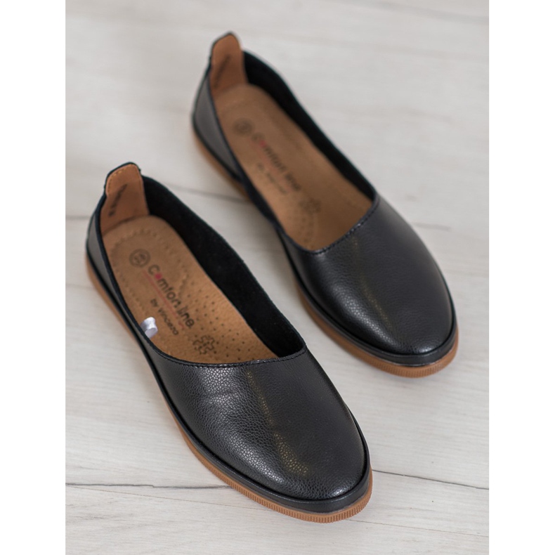 Sapatos de couro VINCEZA Slip On preto 1