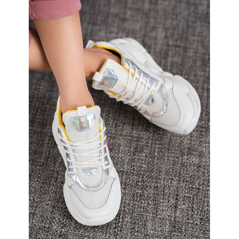 SHELOVET Tênis Com Moda Couro Eco branco multicolorido cinza 1