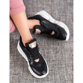 SHELOVET Tênis Com Moda Couro Eco preto amarelo 1