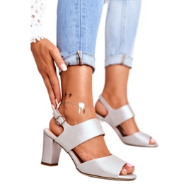 Sandálias femininas de salto alto Sergio Leone prata SK778 marrom cinza 1