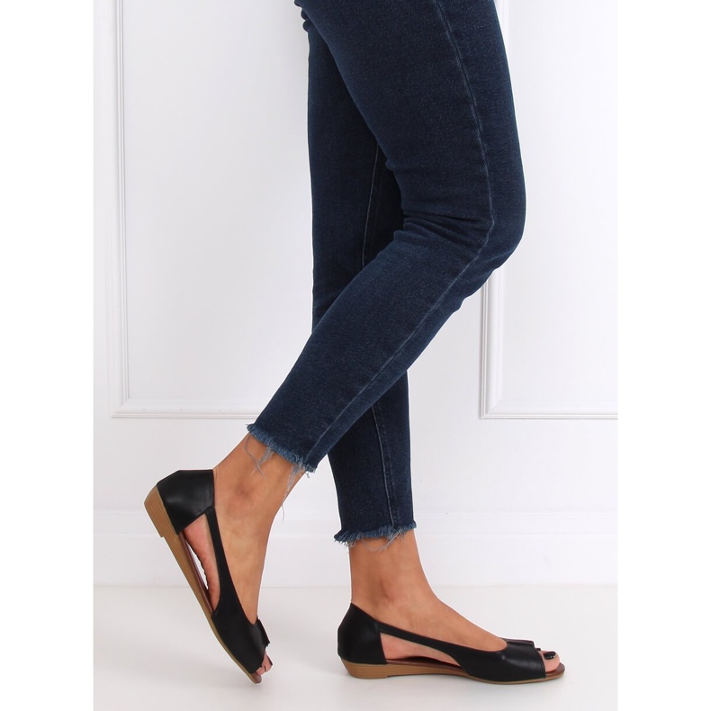 Black NH-23P Black bailarinas expostas preto 2