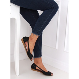 Black NH-23P Black bailarinas expostas preto 1