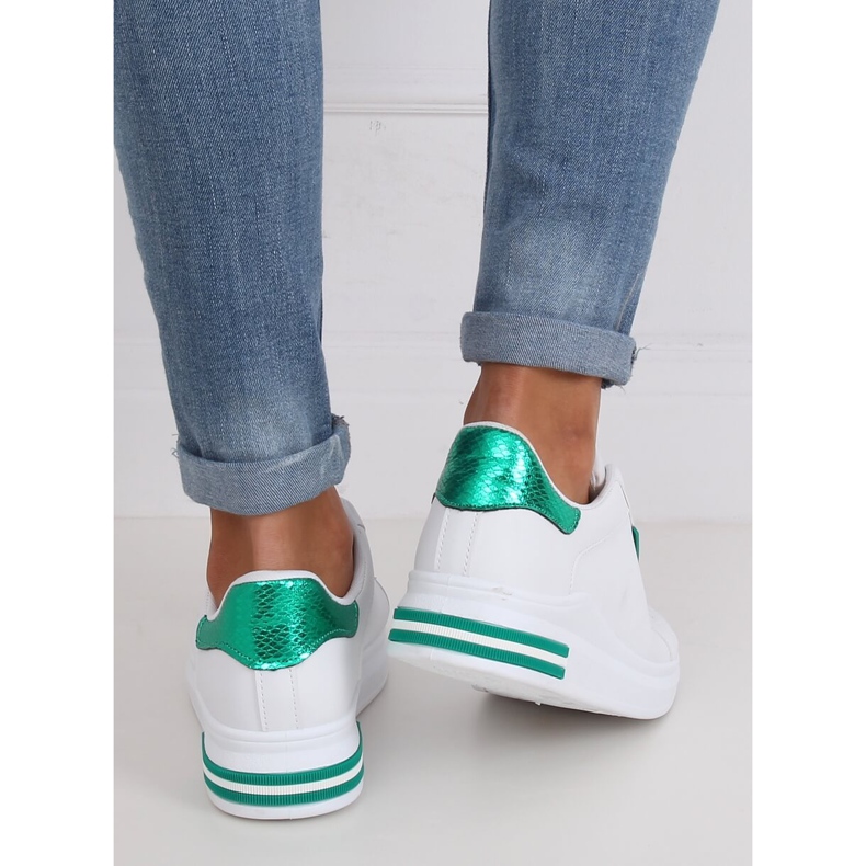 Calçados esportivos femininos brancos NB320P-5 BRANCO / VERDE 1