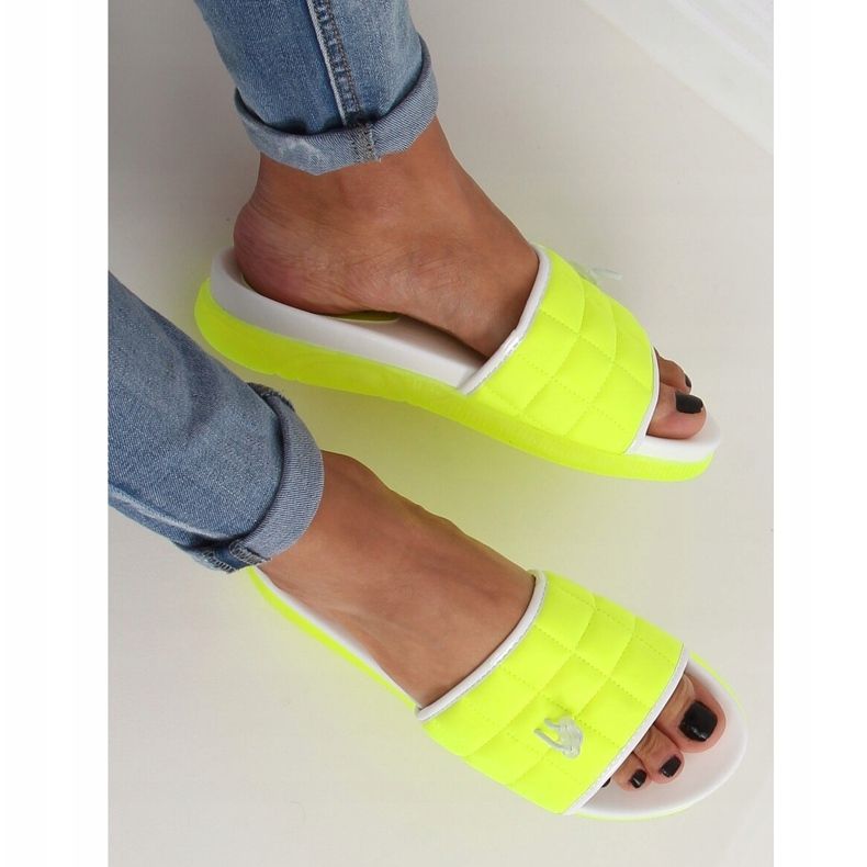 Chinelos femininos neon G-338 verde multicolorido 2