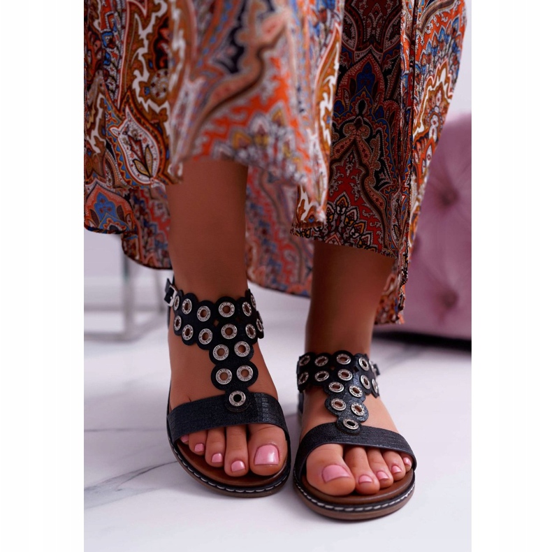 Sandálias Femininas Flat Sergio Leone SK012 Black Livian preto 2