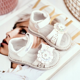 Apawwa Sandálias infantis com Velcro Flower White Mino branco multicolorido amarelo 2