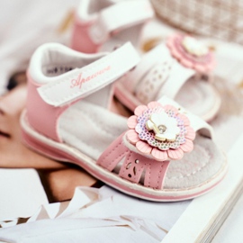 Apawwa Sandálias infantis com Velcro Flower Pink Mino rosa 2
