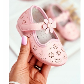 Apawwa Bailarinas infantis em Velcro Flower Pink Flored rosa 1