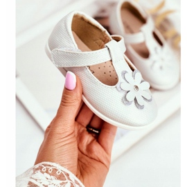 Apawwa Bailarinas infantis com Velcro Flor Prata Antrela cinza 1