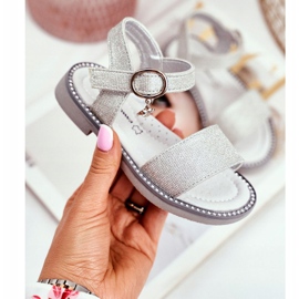 Apawwa Sandálias Infantis com Velcro Silver Brocade Verden cinza 1