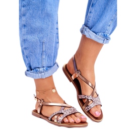 S.Barski Sandálias rasteiras femininas com champanhe Barski Lomba marrom amarelo 1