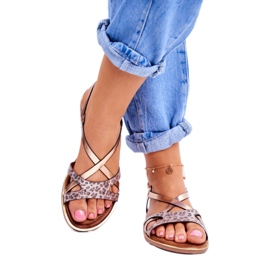 S.Barski Sandálias rasteiras femininas com champanhe Barski Lomba marrom amarelo 4