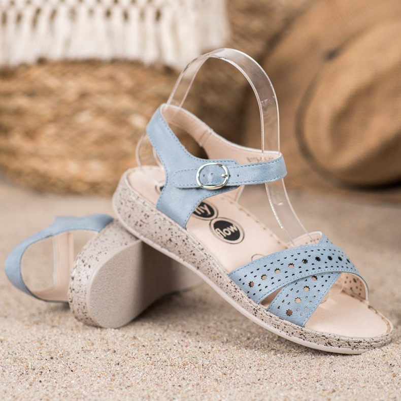 SHELOVET Sandálias confortáveis ​​na plataforma azul 2