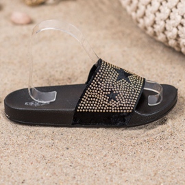 SHELOVET Chinelos de veludo com estrelas preto 2