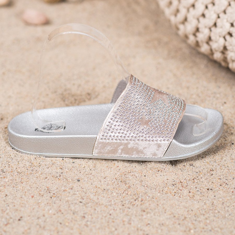 SHELOVET Chinelos de veludo com estrelas cinza 2 SHELOVET Chinelos de veludo com estrelas cinza 2