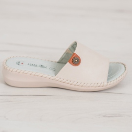 J. Star Chinelos casuais de couro ecológico bege 2