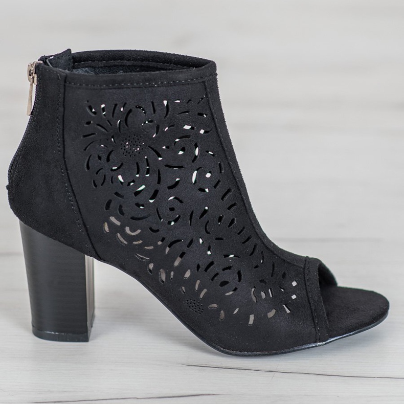 Botas Openwork Open Toe VINCEZA preto 2 Botas Openwork Open Toe VINCEZA preto 2