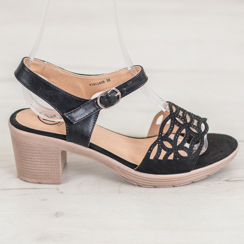 Kylie Sandálias confortáveis ​​em um espesso espesso preto 2