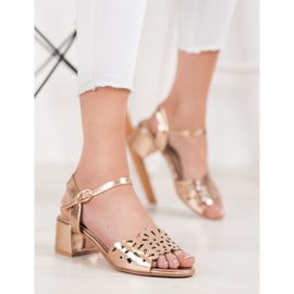 Kylie Sandálias Com Couro Ecológico Em Bar amarelo 1