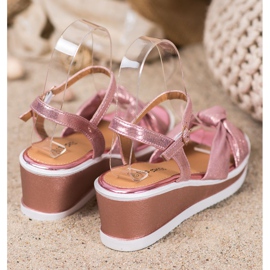 SHELOVET Sandálias Shiny Wedge rosa 1