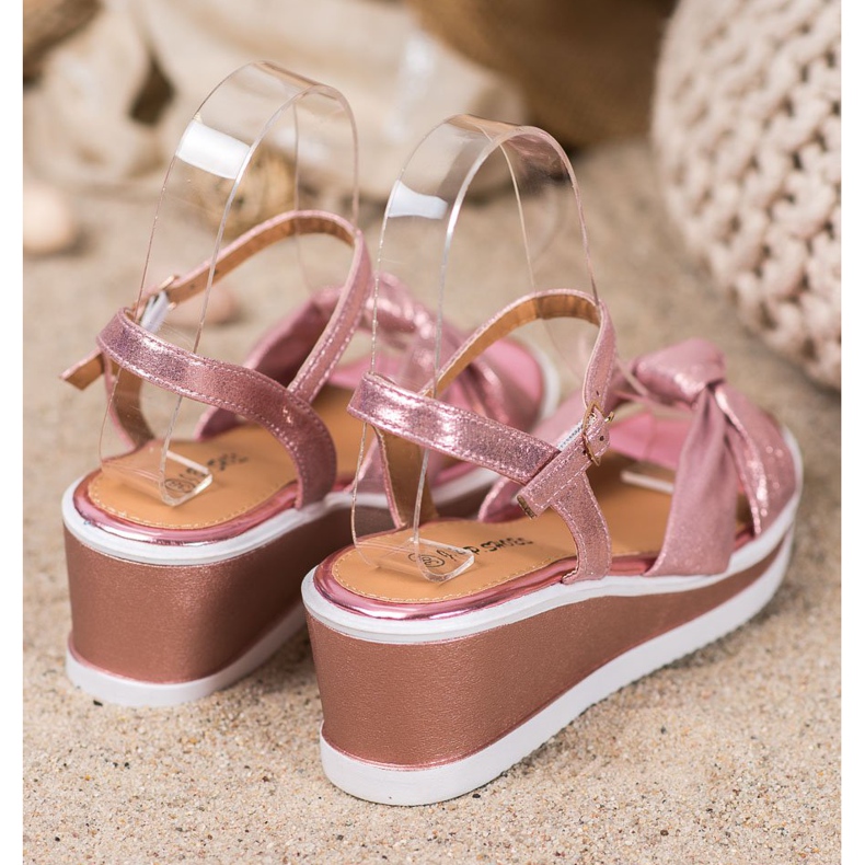 SHELOVET Sandálias Shiny Wedge rosa 1
