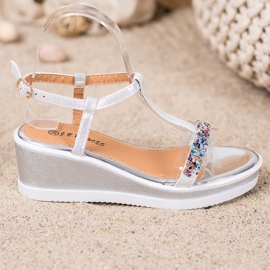 SHELOVET Cunhas elegantes com couro ecológico cinza 2