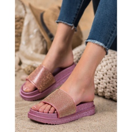 SHELOVET Chinelos em plataforma alta rosa 1