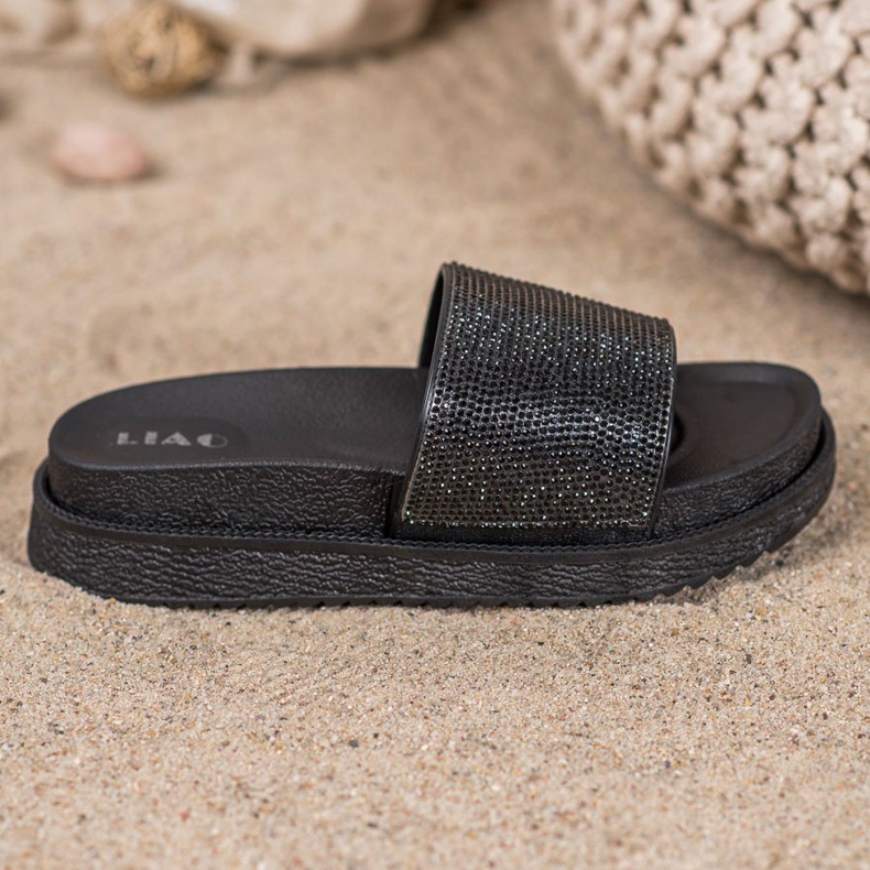 SHELOVET Chinelos em plataforma alta preto 2