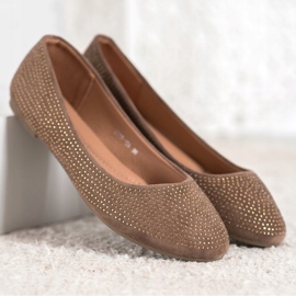 Diamantique Bailarinas de camurça com cristais marrom 1