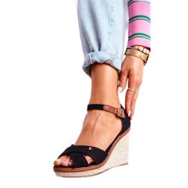 SEA Sandálias femininas com cunha Black LaMane marrom preto 1