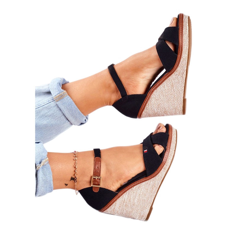 SEA Sandálias femininas com cunha Black LaMane castanho preto 2