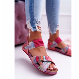Sandálias femininas Maciejka rosa 03375 couro multicolorido 2