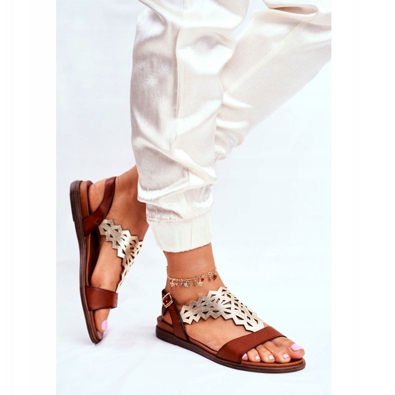 Sandálias Femininas Flat Sergio Leone Brown SK035 marrom prata 2