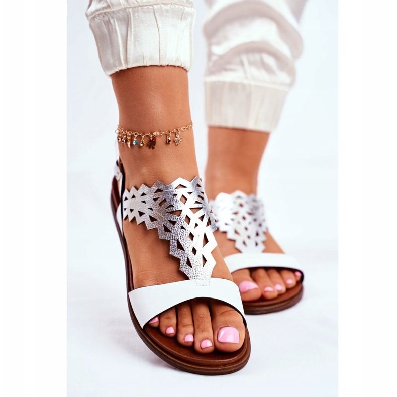 Sandálias Flat feminino Sergio Leone Branco SK035 cinza 2