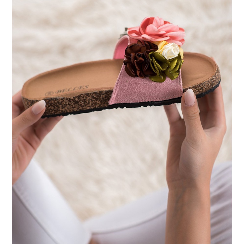 SHELOVET Chinelos com flores rosa 1 SHELOVET Chinelos com flores rosa 1