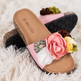 SHELOVET Chinelos com flores rosa 2